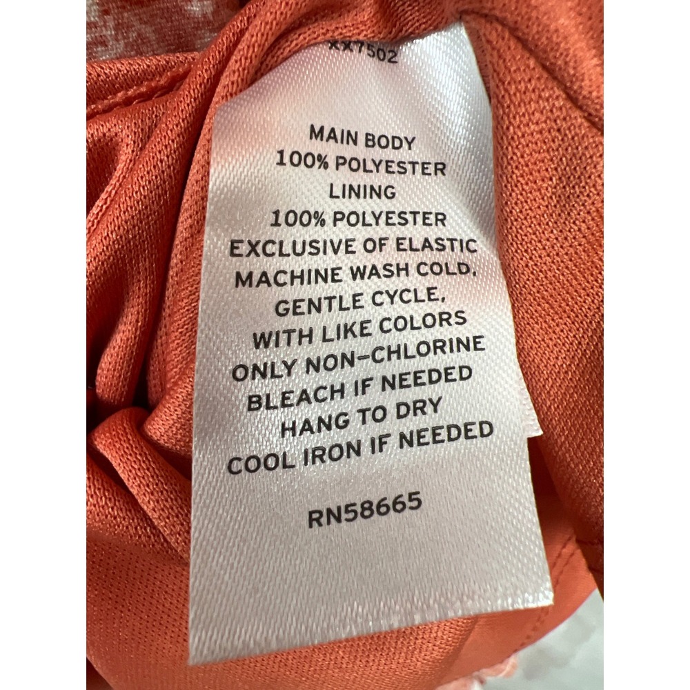 Melrose and Market Floral Smocked Midi Dress Women Large Orange Puff Sleeve Boho - Picture 3 of 10